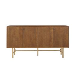Modern Scandinavian 4-Door Sideboard, Storage Cabinet with Adjustable Shelves, Brown