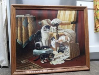 Cat oil painting