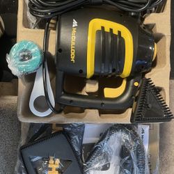 McCulloch MC1230 Handheld Steam Cleaner with Extension Hose,Quick heat-up time, 11-Piece Accessory Set, Chemical-Free Cleaning for Tile, Black