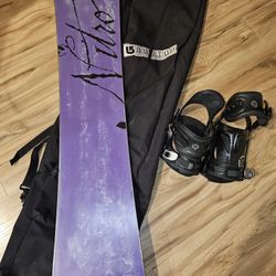 Nitro Snowboard 58” With Burton Carrying Bag And Bindings 