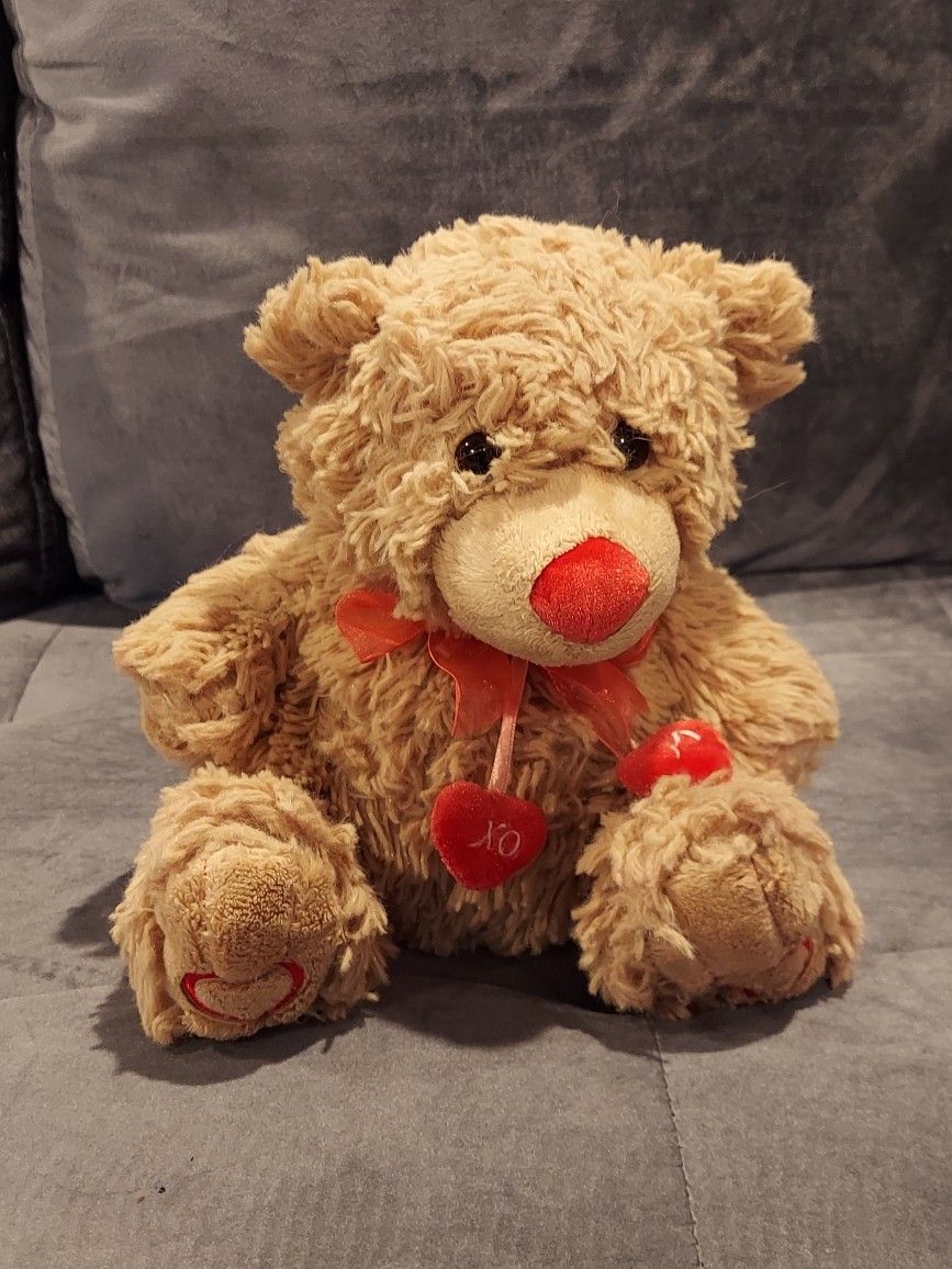 VINTAGE CALTOY XO XO 10" TAN "I LOVE YOU" / "VALENTINE'S" DAY SOFT PLUSH STUFFED BEAR