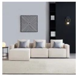 Beige Sofa with Ottoman