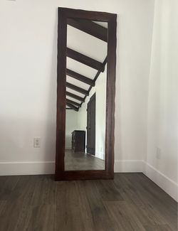 Full-Length Floor Mirror Live Edge Wood Frame