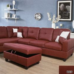New Red Faux Leather Combination Sofas