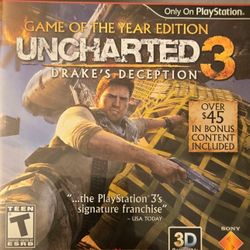 PS3 Uncharted 3 Drake's Deception G.O.T.Y.E Video Game 