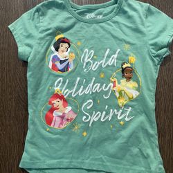 Girls Teal Disney Princess Shirt Holiday Size 4 #3