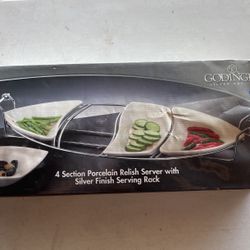 Godinger 4 Section Procelain Relish Server
