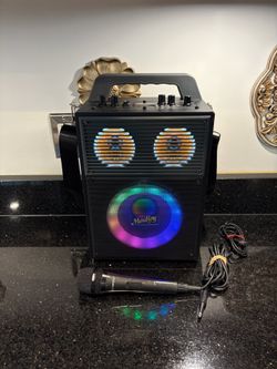Moukey MPS4 Karaoke Machine Portable Bluetooth Party Speaker w/Disco Light & Mic