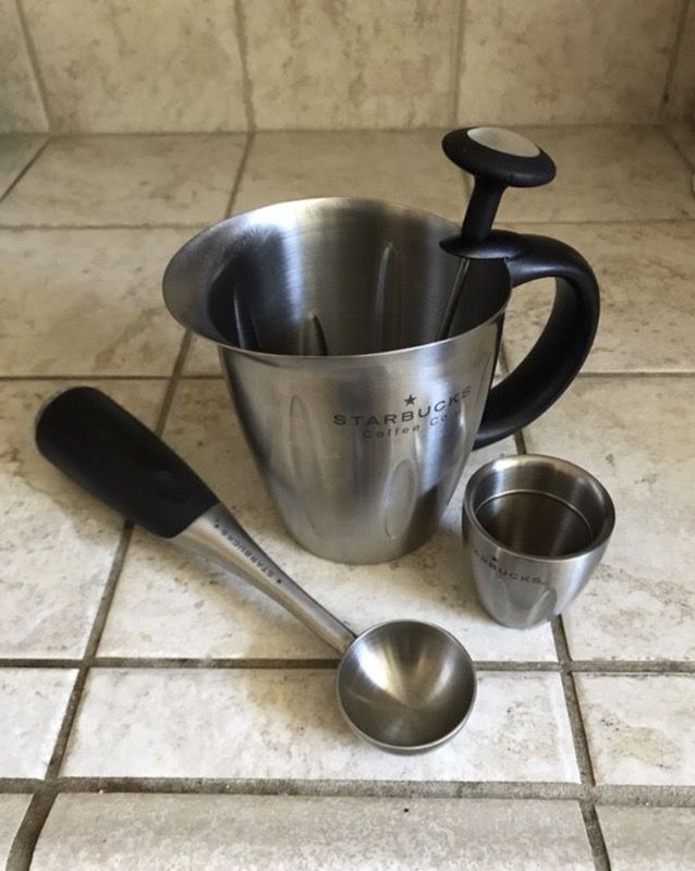 Starbucks milk frothing pitcher w/ thermometer espresso set - stainless steel