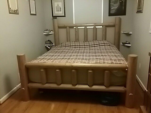 King size bed frame with 2 side tables