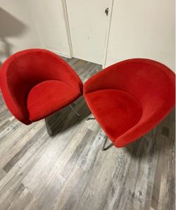 Modern Stanley Felderman for Haworth Collaborate Red Swivel Side Chairs - a Pair