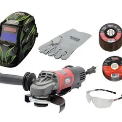 Lincoln Electric welding kit. Auto darkening Helmet, grinder and accessories new.