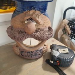 Vintage Funny Face Pottery Cookie Jar 