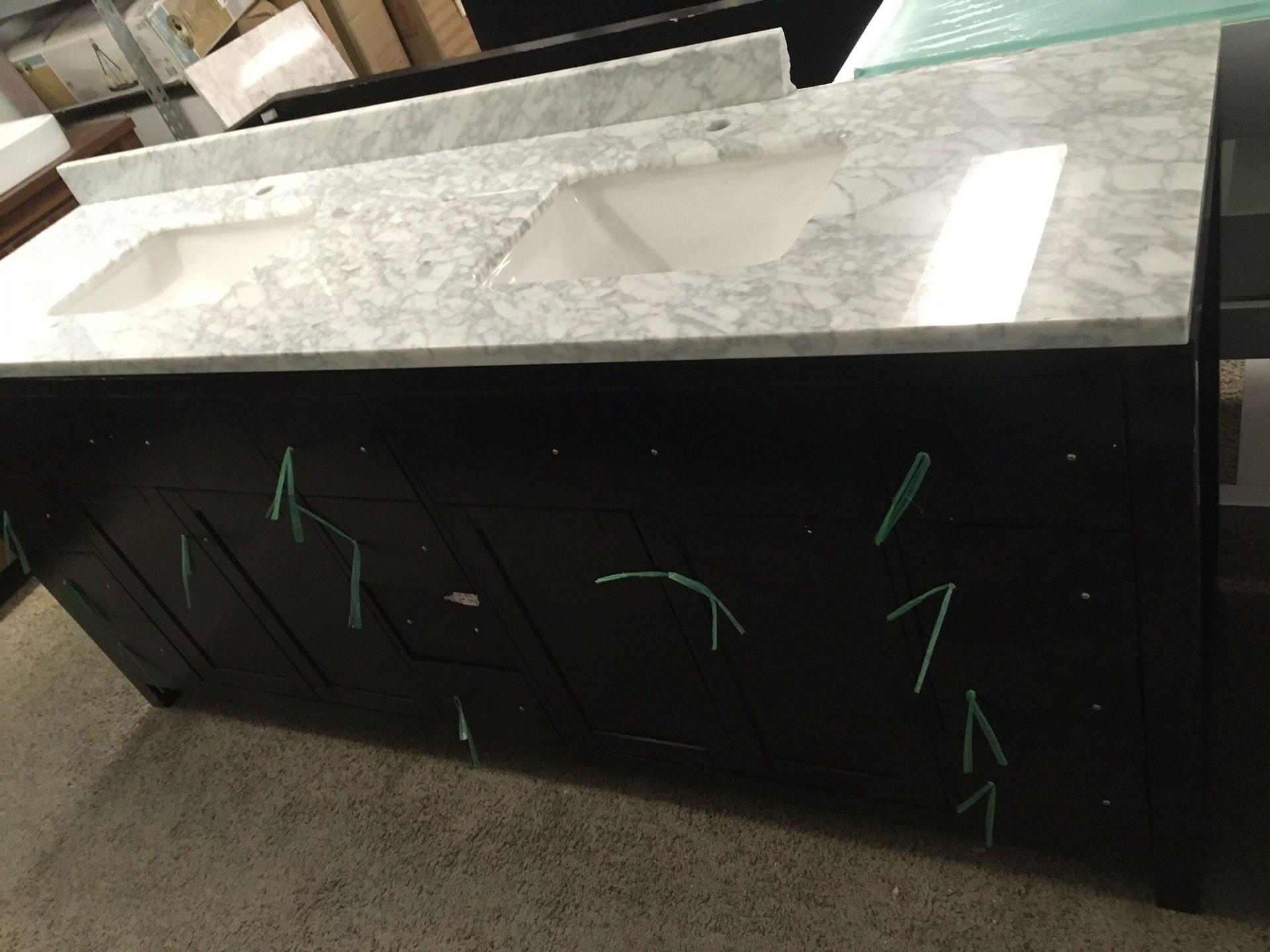 78 IN BATHROOM VANITY CABINET WITH CARRARA MARBLE TOP