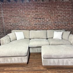 Delivery Available cream 2pc sectional sofa couch  with ottoman