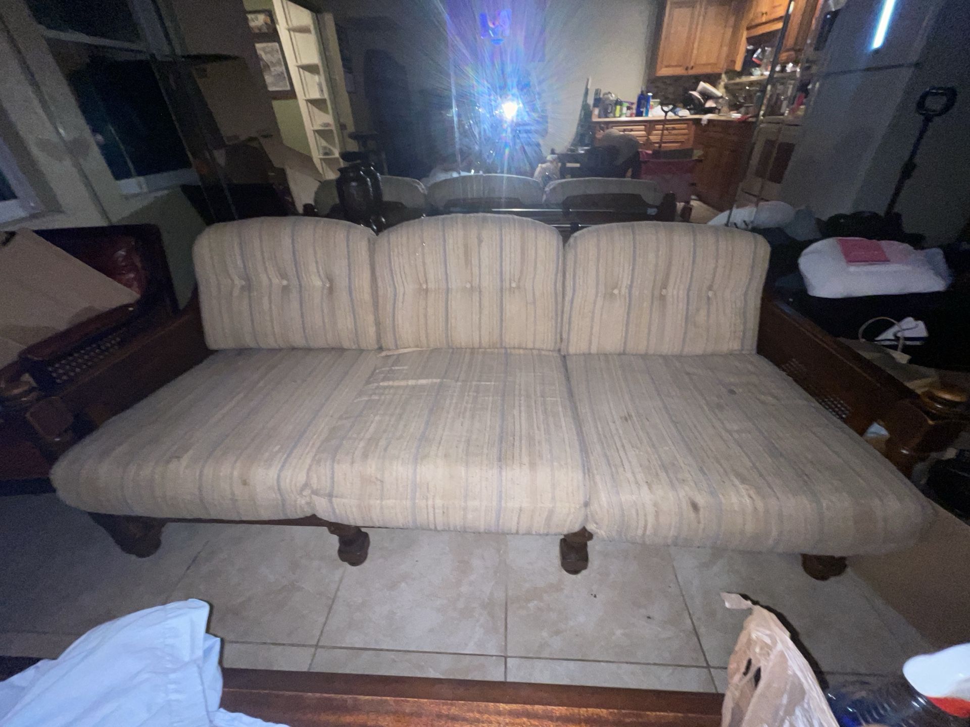 Vintage Sofa + Loveseat Set – 1930’s/1960s – Carved Wood – Sturdy Frames