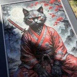 Vintage Hammary Accent Table with Custom Art Glass Top + Chair