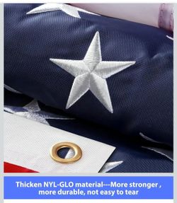 American Flag with Embroidered Stars and Grommets
