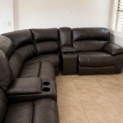 Genuine Leather Reclining L-Shaped Sectional