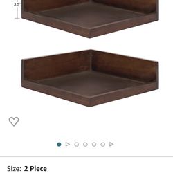Kate and Laurel Levie Modern Floating Corner Wood Wall Shelves, 12 x 12 Inches, 2 Pack, Walnut Brown