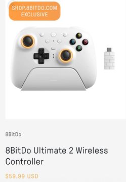 8BitDo Ultimate 2 Wireless Controller + Dock – White – Open Box