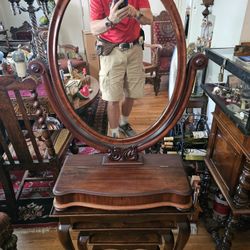 Fine English Antique Empire Mahogany Dresser Mirror ! Circa 1880's/ 1890's ! Great Condition! 