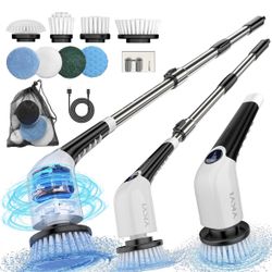 YKYI Electric Spin Scrubber,Cordless Cleaning Brush,Shower Cleaning Brush with 8 Replaceable Brush Heads, Power Scrubber 3 Adjustable Speeds,Adjustabl