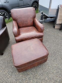 Leather Chair with Footstool