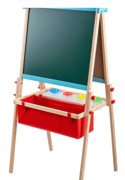 New Wooden Kids Art Easel – Chalkboard & Dry Erase