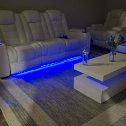 Real White Leather Couch Set