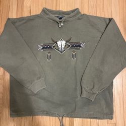 Vintage Wek The World Henley Western Aztec Navajo Distressed Oversized 2XL