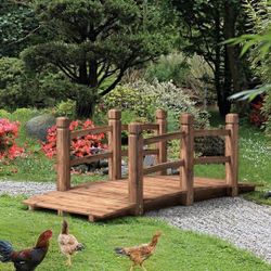 Wooden Garden Bridge Arc Stained Finish Footbridge Decorative 