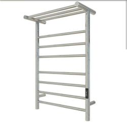 7 Bar Electric Towel Warmer Rack Wall Mounted Stainless Steel with Top Shelf