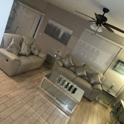 Glass Diamond Coffee Table, And End Tables