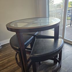 Dining table and chairs.