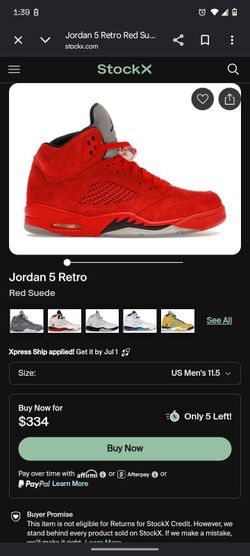 Jordan 5s Retro / Red Suede / Size 11.5 OBO!
