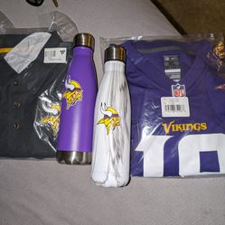 Vikings Justing Jefferson Jersey Collar Shirt And Chill Bottles 