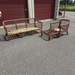 Rattan Couch And Chair Vintage