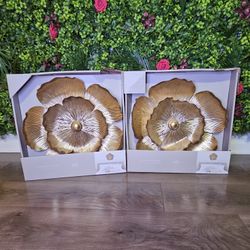  Set Of 3D Gold Wall Flower