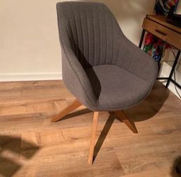 Brister 23" Blue Fabric And Natural Swivel Accent Arm Chair