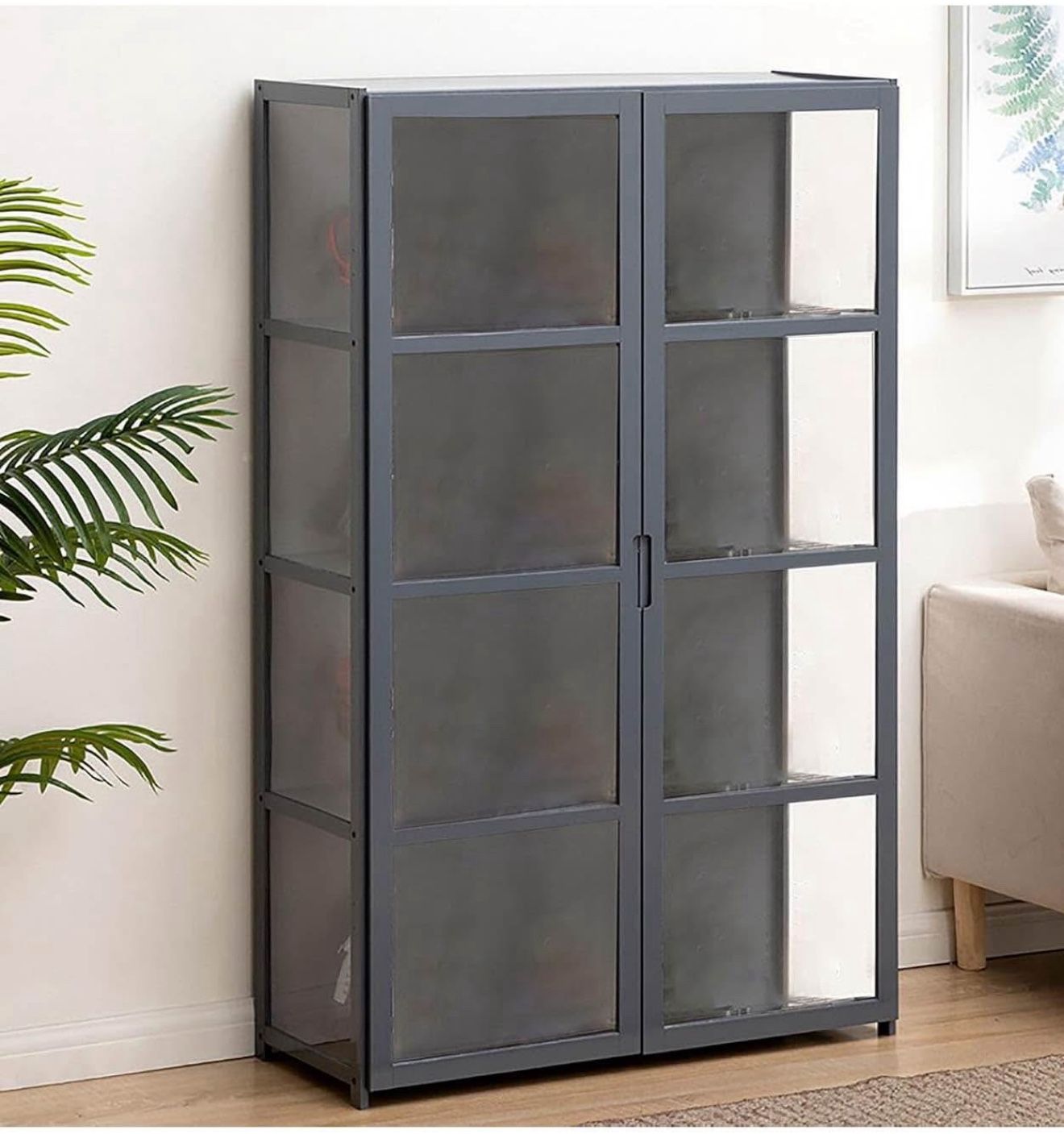 51 inch tall Display Cabinet with Acrylic Cabinet Door, Folio Door Display Case Curio Cabinet Glass Display Shelf, Modern Design, Dustproo