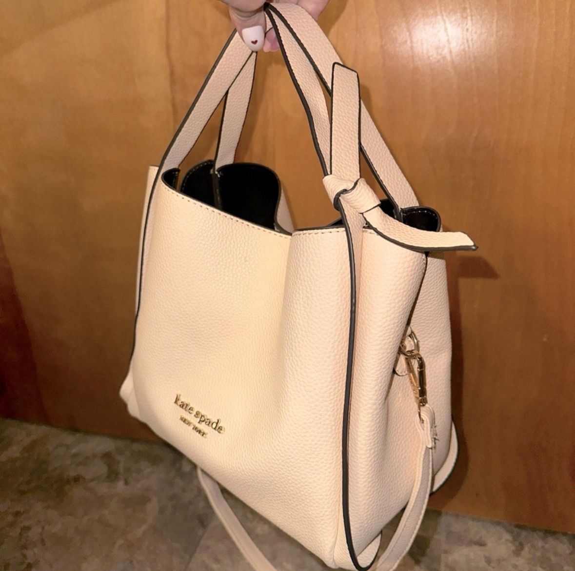 Light Pink Kate Spade Knott Milk Glass Pebbled Leather Medium Crossbody Tote