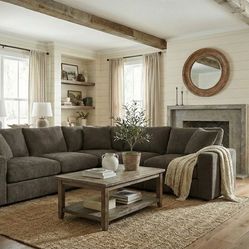 SECTIONAL COCOA BROWN FABRIC  (F6710) $899 DELIVER AVAILABLE