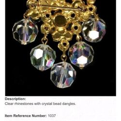 VTG Juliana D&E Crystal Cha Cha Brooch/Pendant, Verified