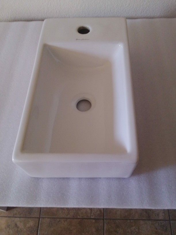 New Swiss Madison Top Mount Bathroom Sink 18.5"X 10.5" Ceramic Vanity Sink Top 