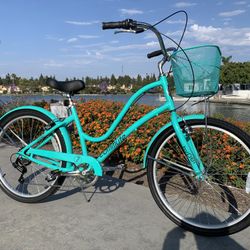 New Beautiful 7 Speed  🌸 Beach Cruiser Ladies Women’s Girls Bike College Bicycle 26” Tires Standard Size Comfortable