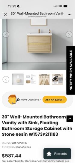 30" Wall-Mounted Bathroom Vanity with Sink, Floating Bathroom Storage Cabinet with Stone Resin W1573P211183