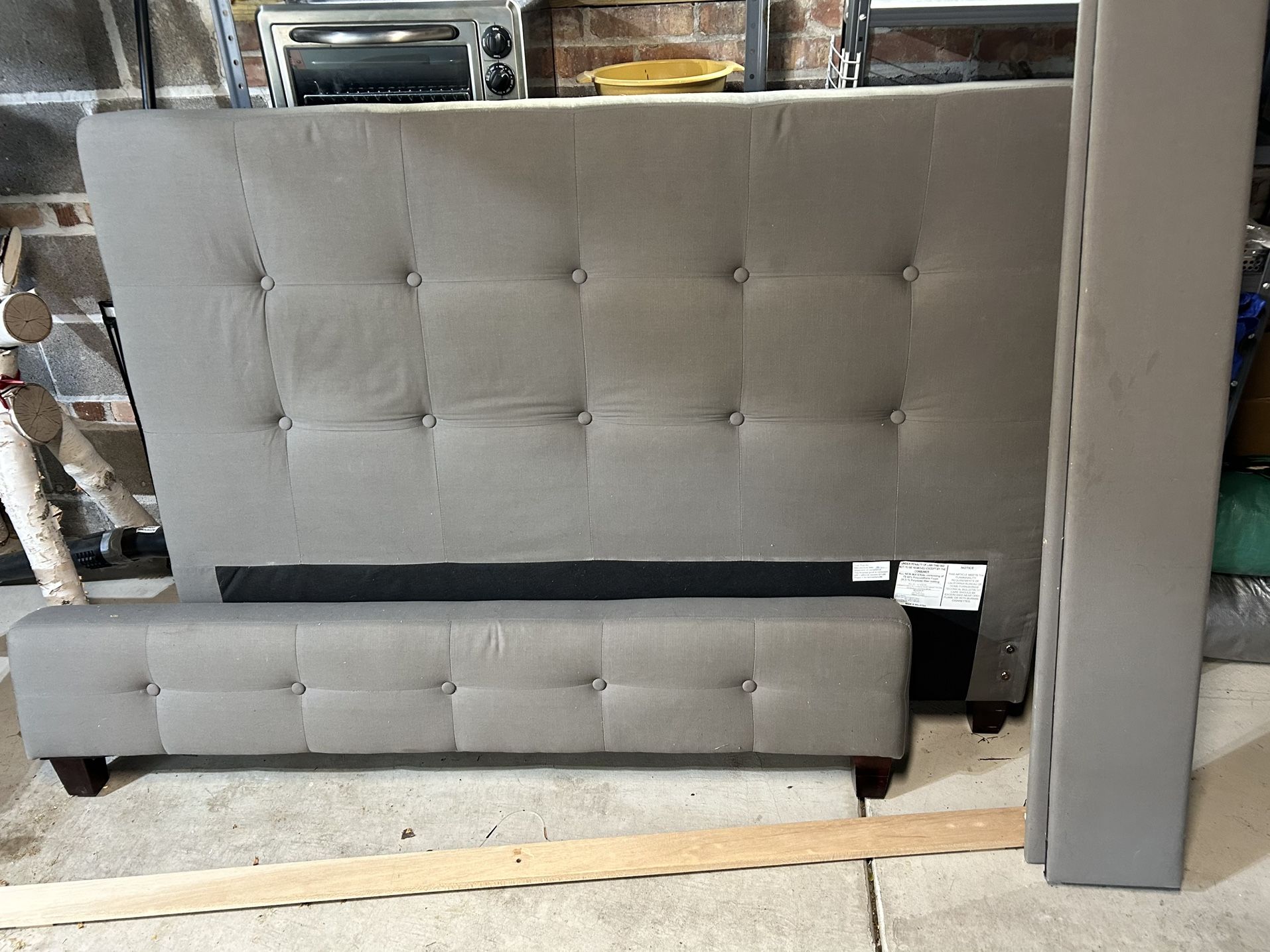Queen Upholstered Gray Headboard With Frame