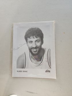 Vlade Divac Signed LA Lakers Press Photo
