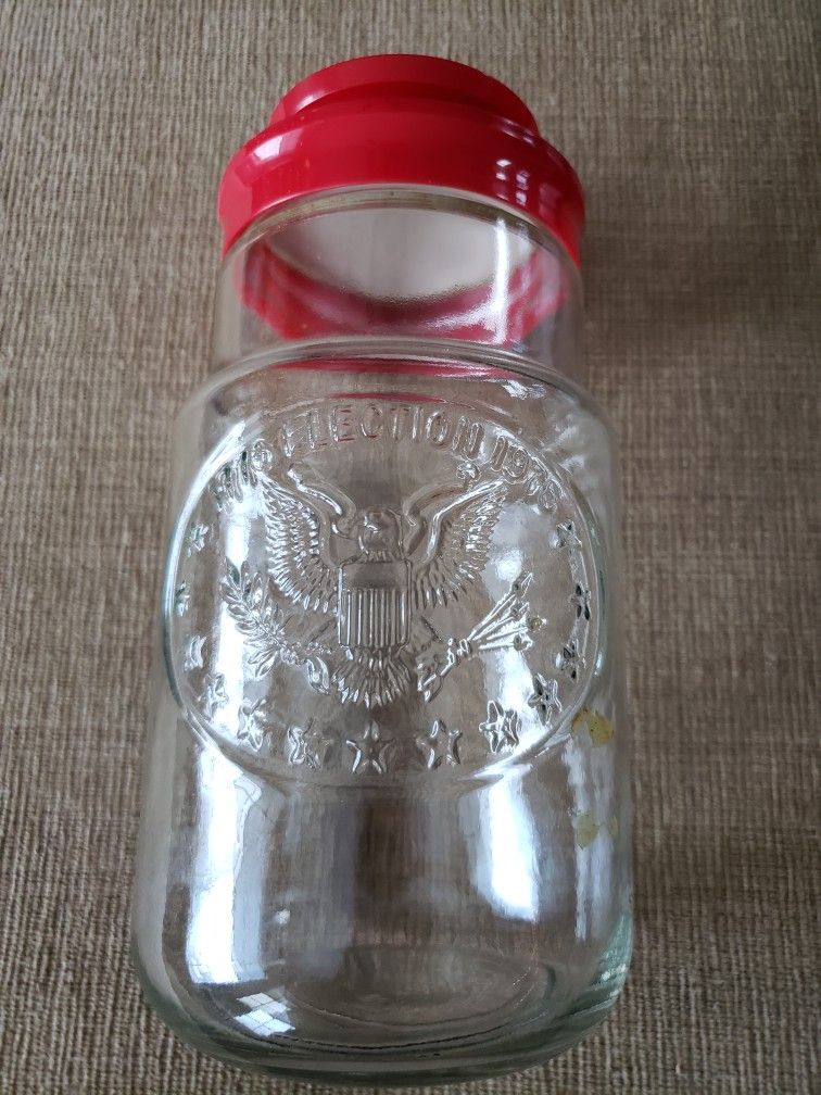 Vintage Election 1976 Jar Embossed 1776, Election, 1976, Eagle, & 13 stars